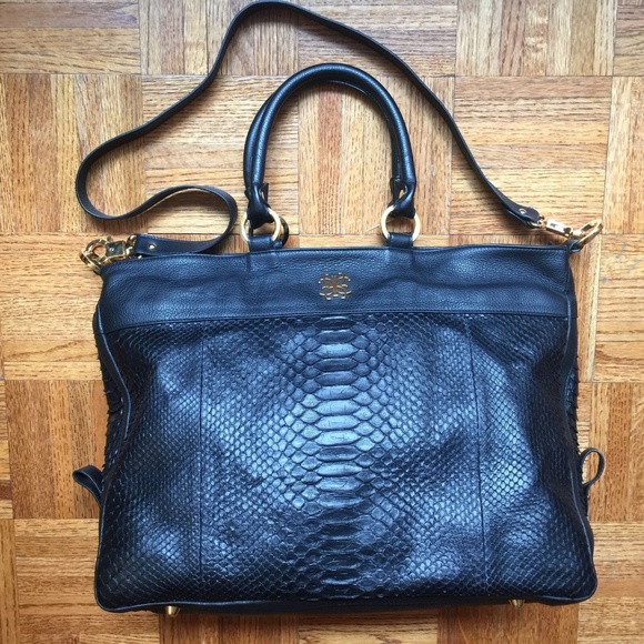 Lena Erziak Black Snakeskin Python Large Bag NEW - Picture 1 of 8